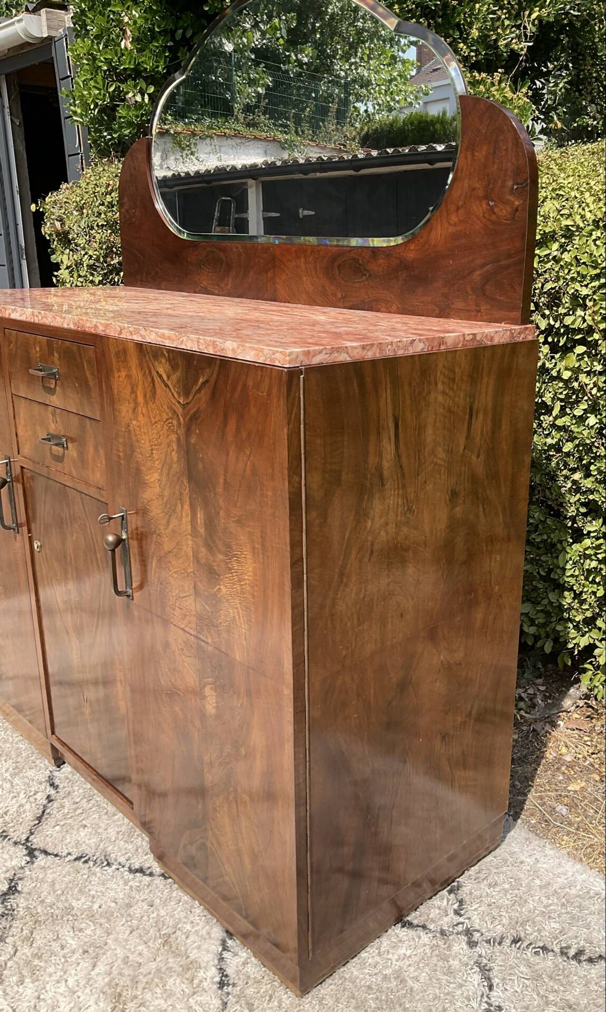 Vintage Art Deco walnut furniture from the 1940s-50s.