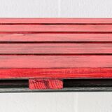 Red industrial pine bench, 1970s