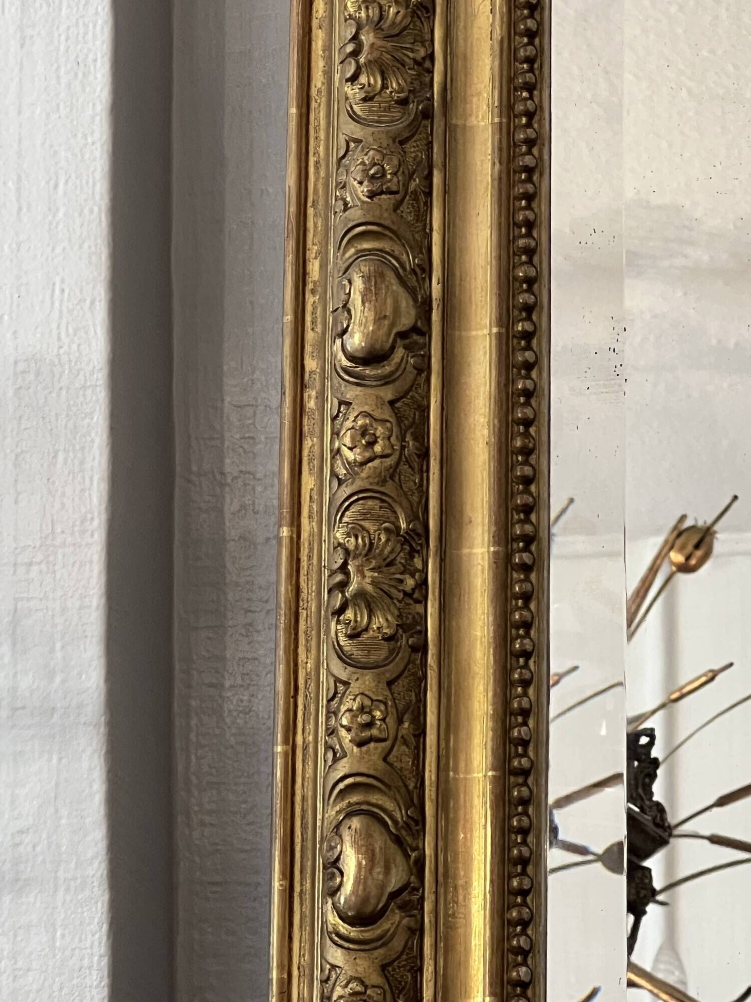 Antique mirror in wood and gilded stucco, Louis XV style, 19th century
