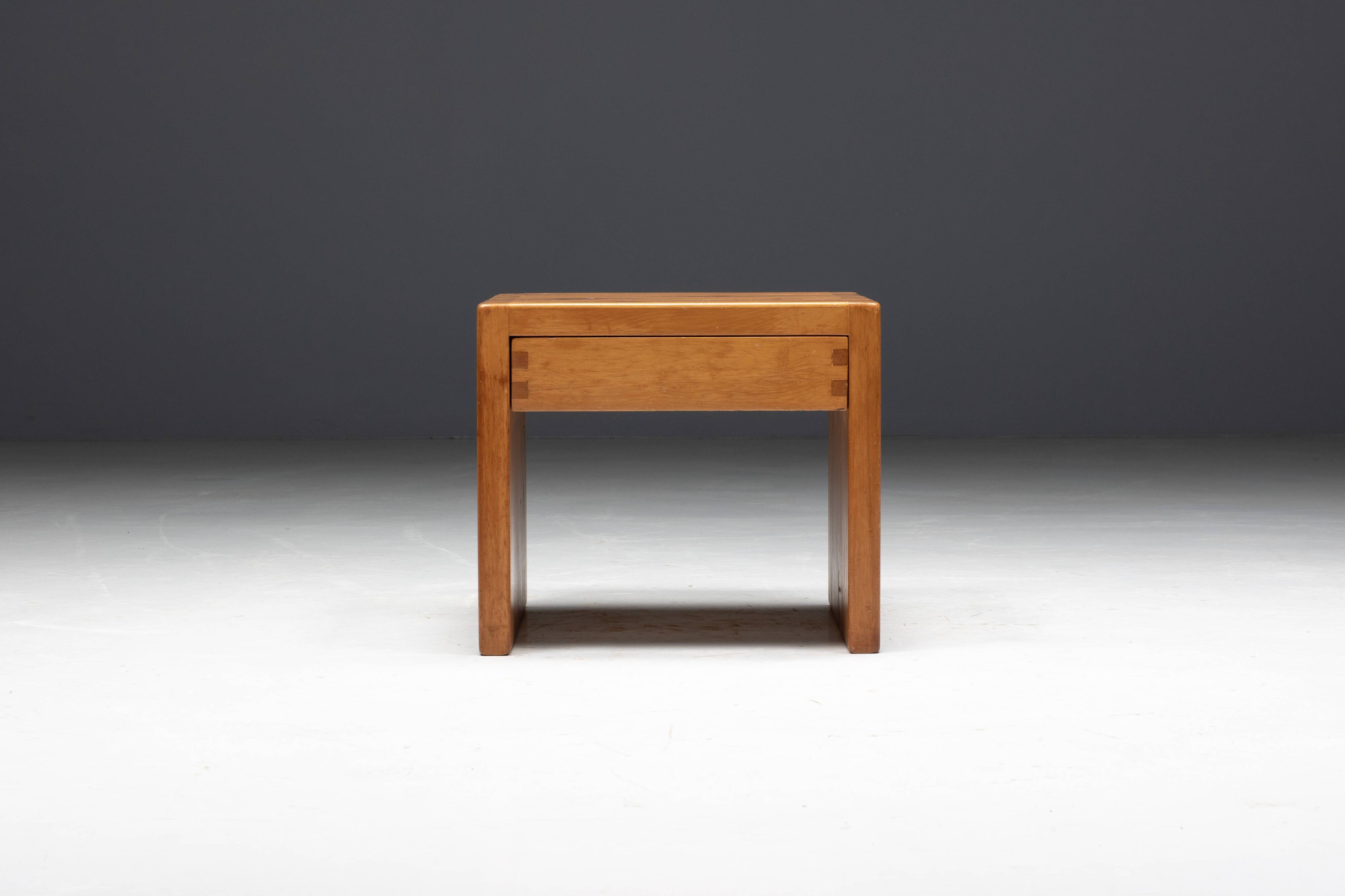 Pine Bedside Table, France, 1960s