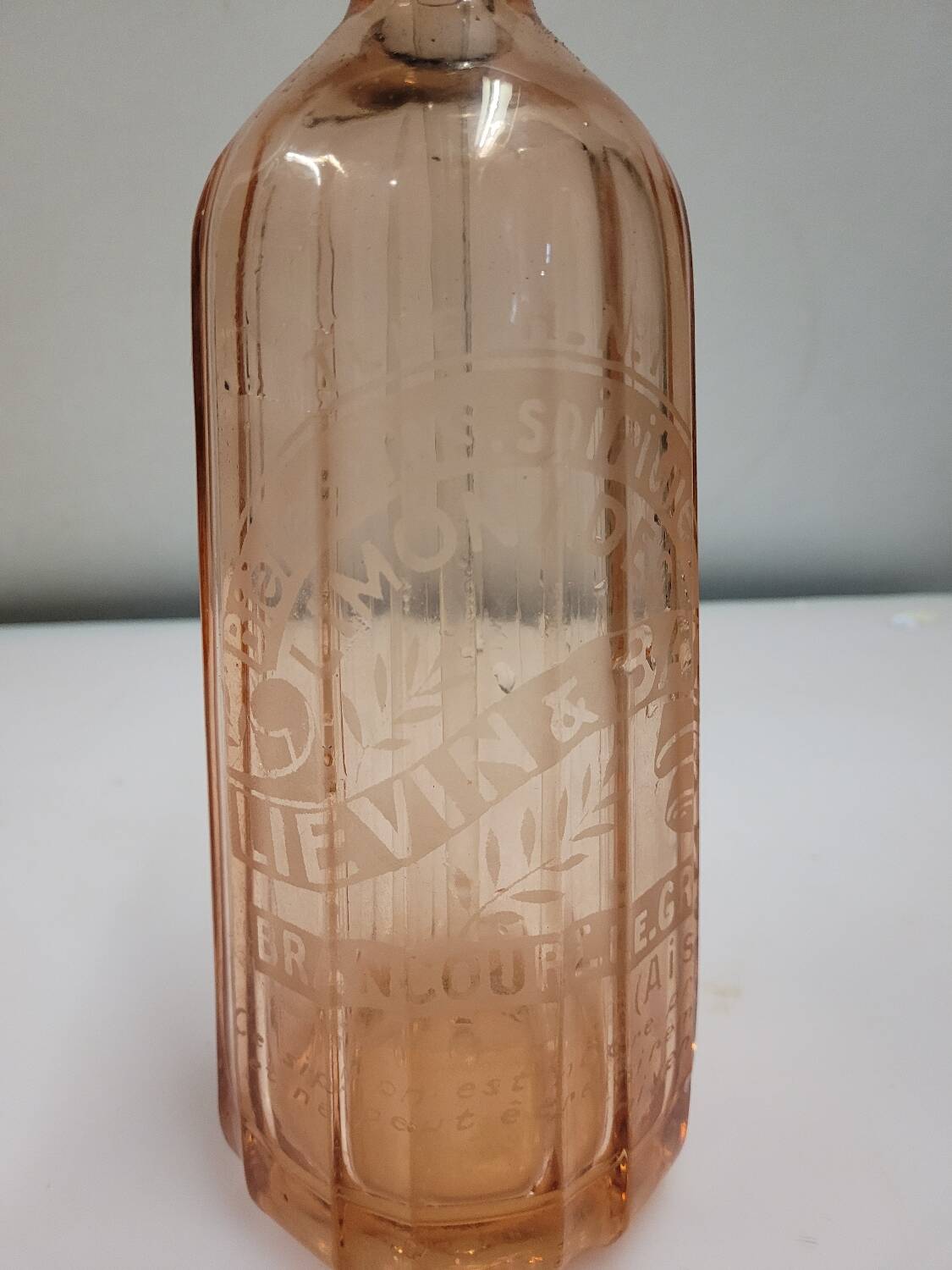 Old Siphon Selzt water bottle with marking