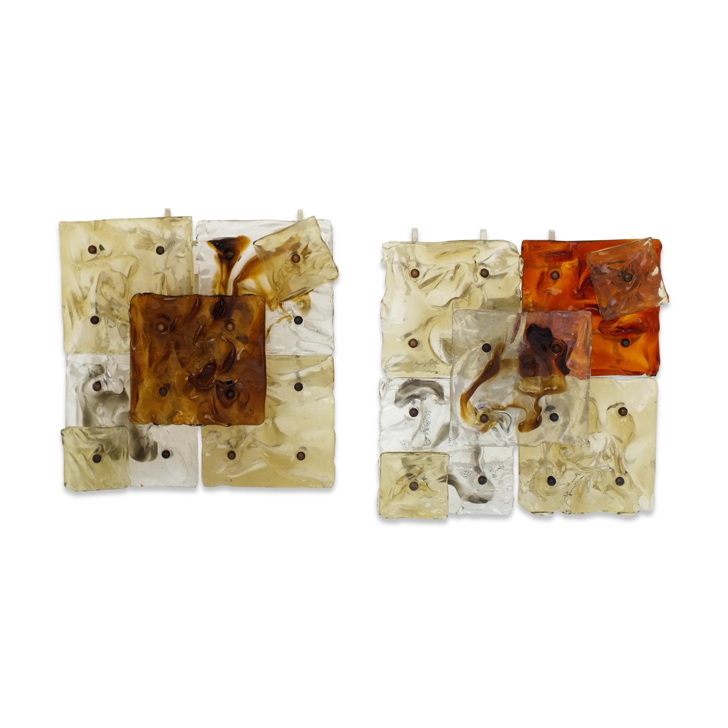 Venini Italy two wall lamps patchwork years '70 space age glass