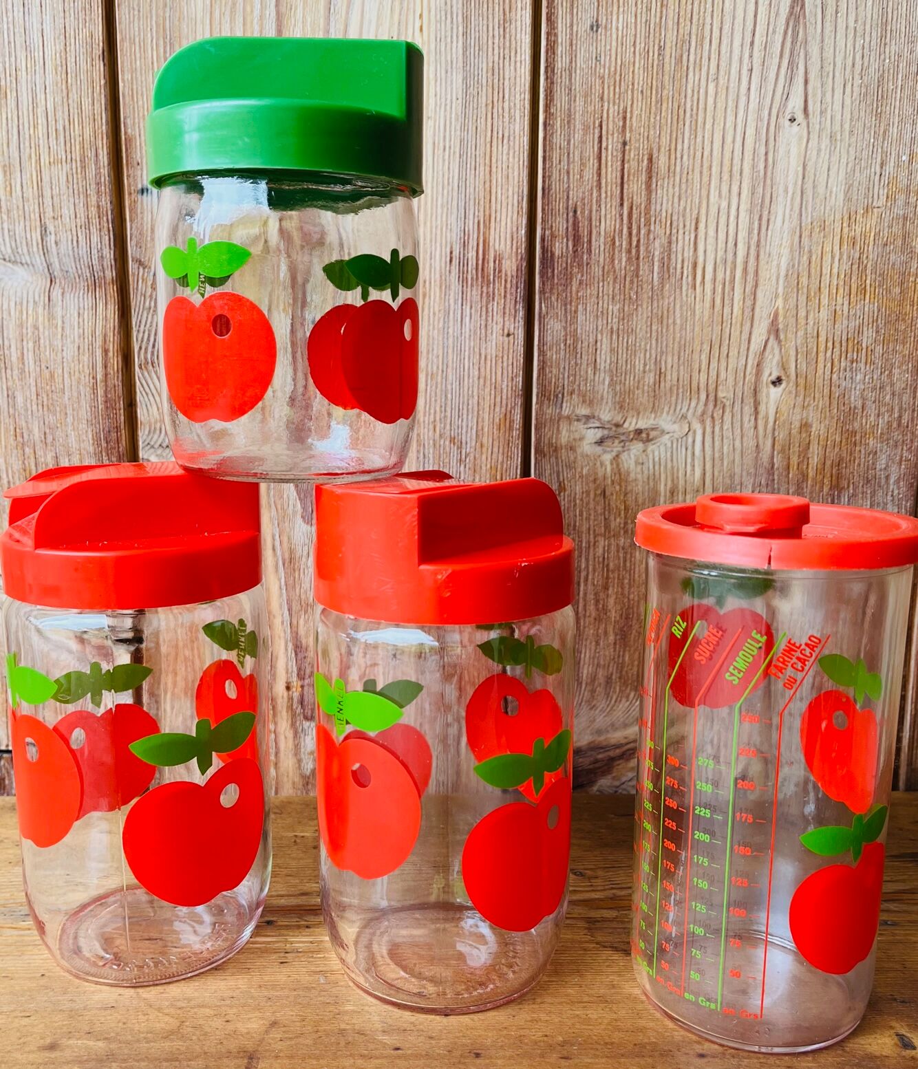 Henkel vintage apple glass jar set