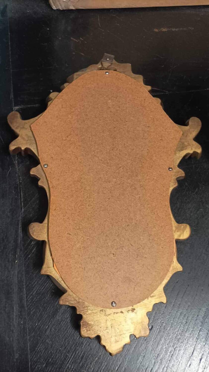 Baroque carved wood mirror Aged gold