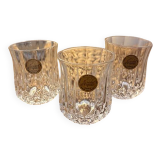 3 antique crystal liqueur glasses / vintage shooters