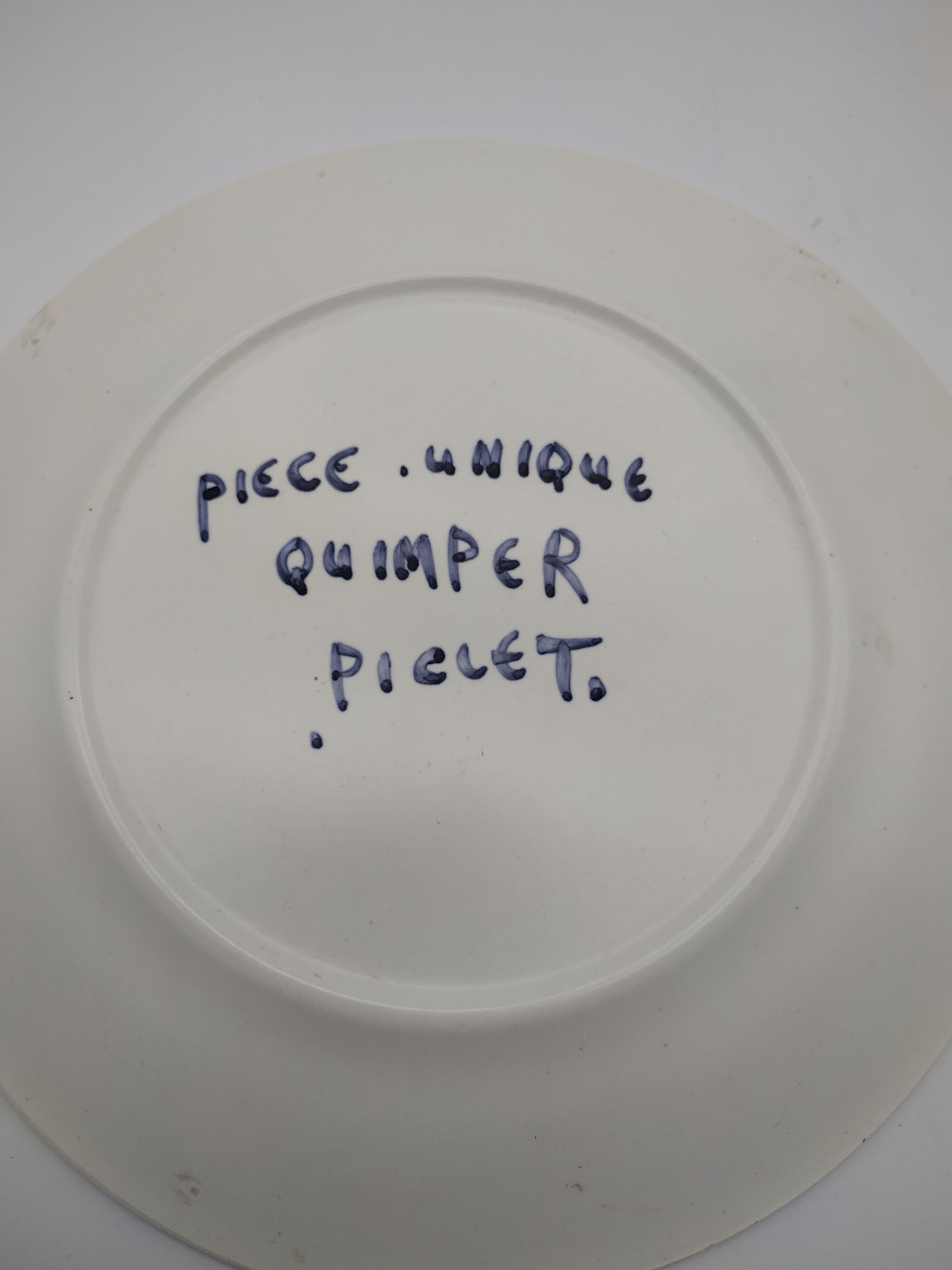 Fish plate by Alain Piclet unique piece Quimper