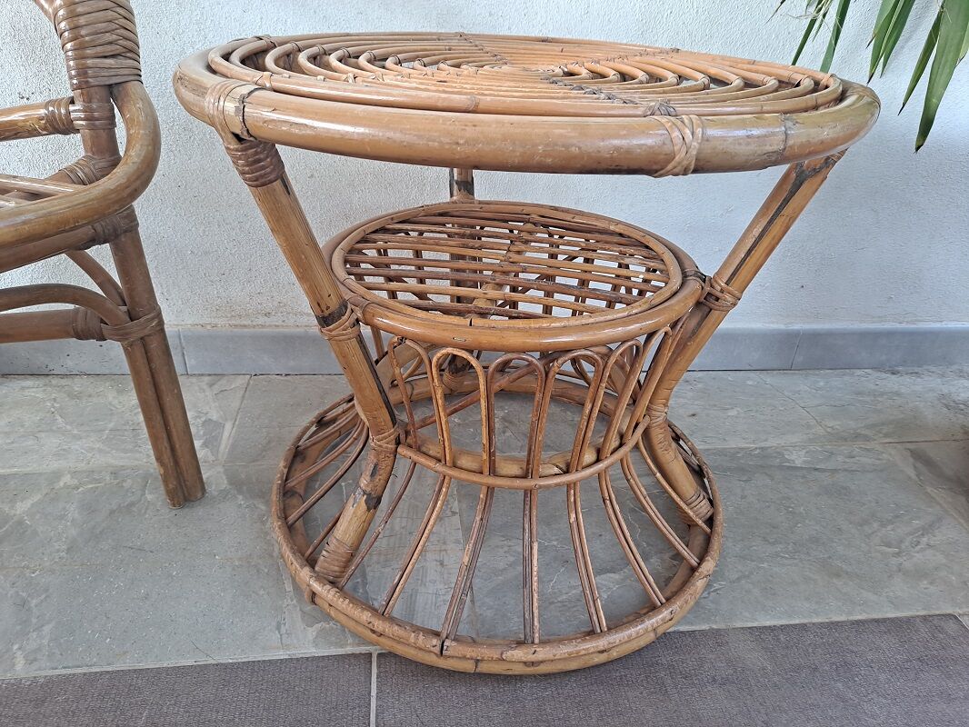 Mid Century Italian Bamboo Design Table