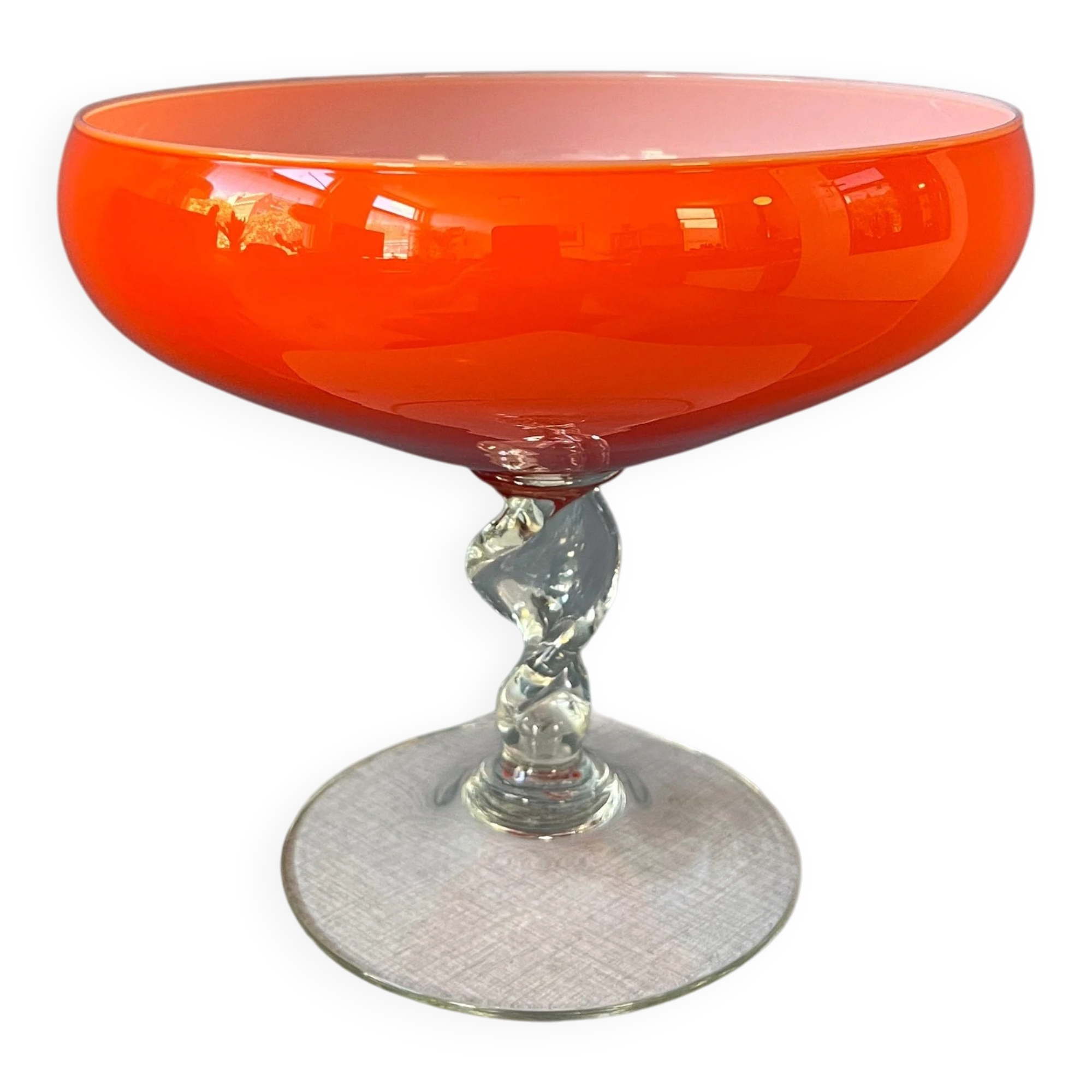 Vintage Murano glass vase, orange/red colour.