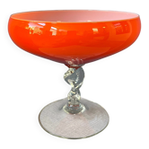 Vintage Murano glass vase, orange/red colour.
