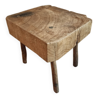 Table basse rustique - Ancien billot de boucher – France, vers 1900