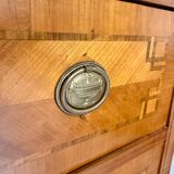 Antique marquetry chest of drawers from the transition period at the end of the 18th century, with 3 wooden drawers.