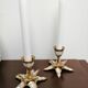 Bougeoirs palmiers nacre et laiton