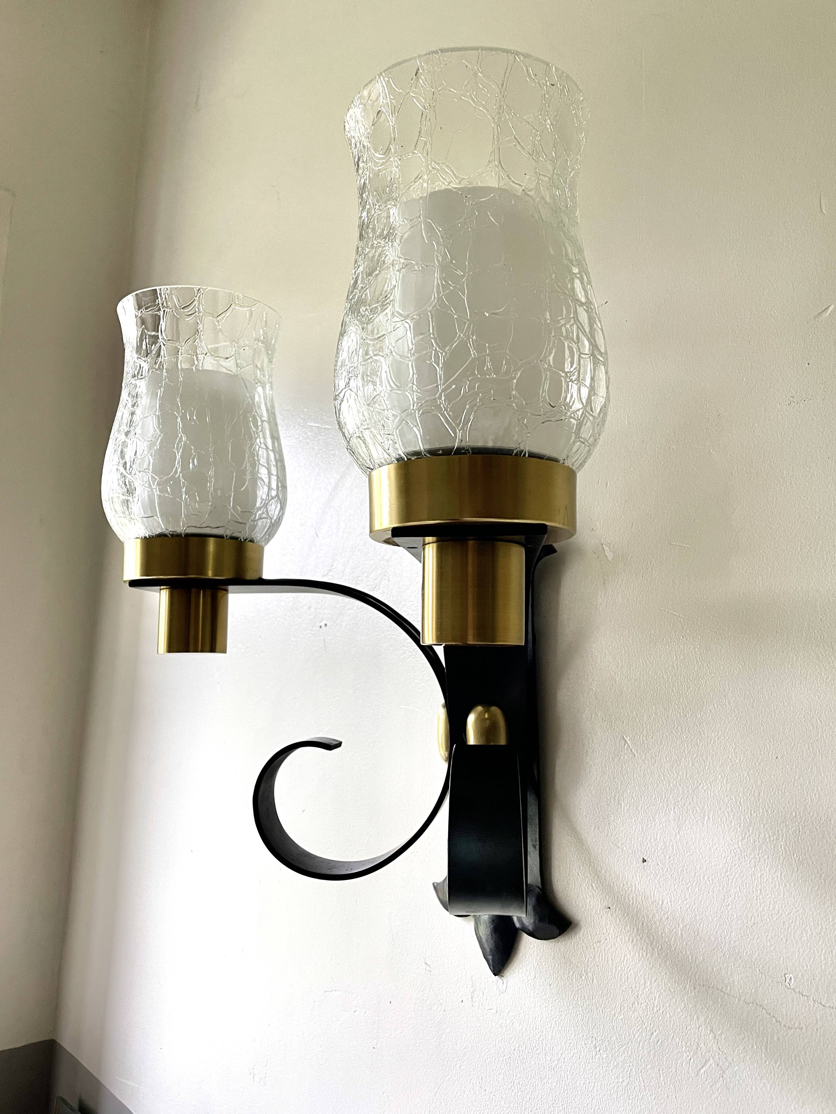 Large brutalist wall light by Jean Perzel