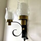 Large brutalist wall lamp by Jean Perzel