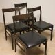 Set of 4 vintage chairs in teak and imitation leather, 1960s