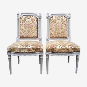 Pair of patinated Louis XVI-style chairs