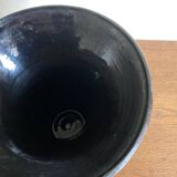 Etienne Noel modernist vase in Dieulefit 1950 in black enamel earthenware