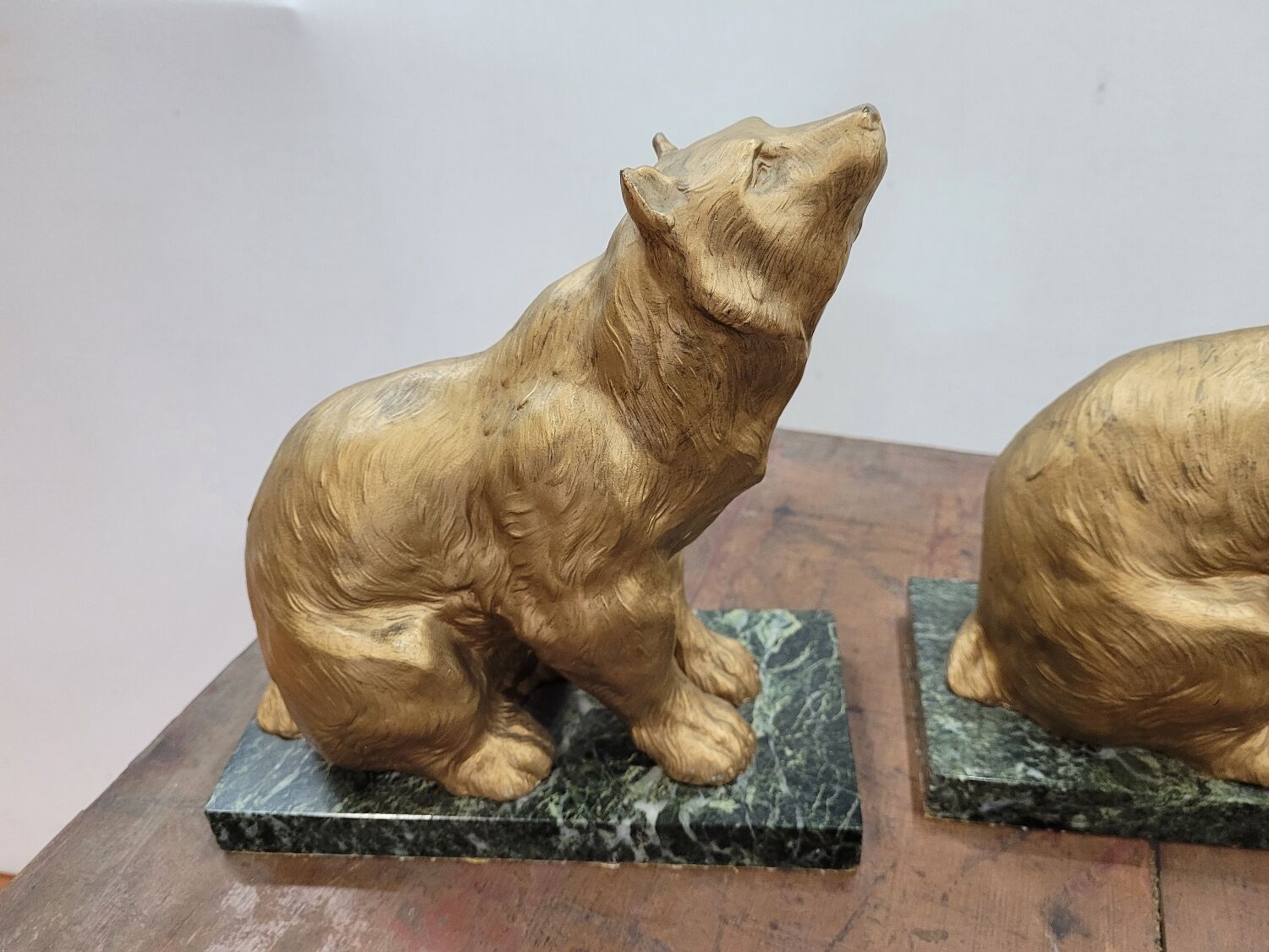 Paire de serre livres ours en régule,  22cms de H