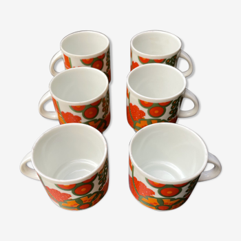 Set of 6 coffee cups 70's Made in Italy