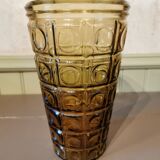 Vase vintage en verre jaune