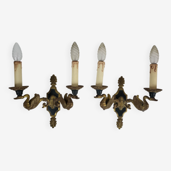 Pair of wall lamps in Bronze Empire style