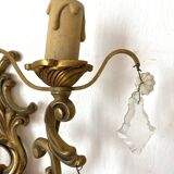 Paire d'appliques en laiton avec pampilles style rocaille