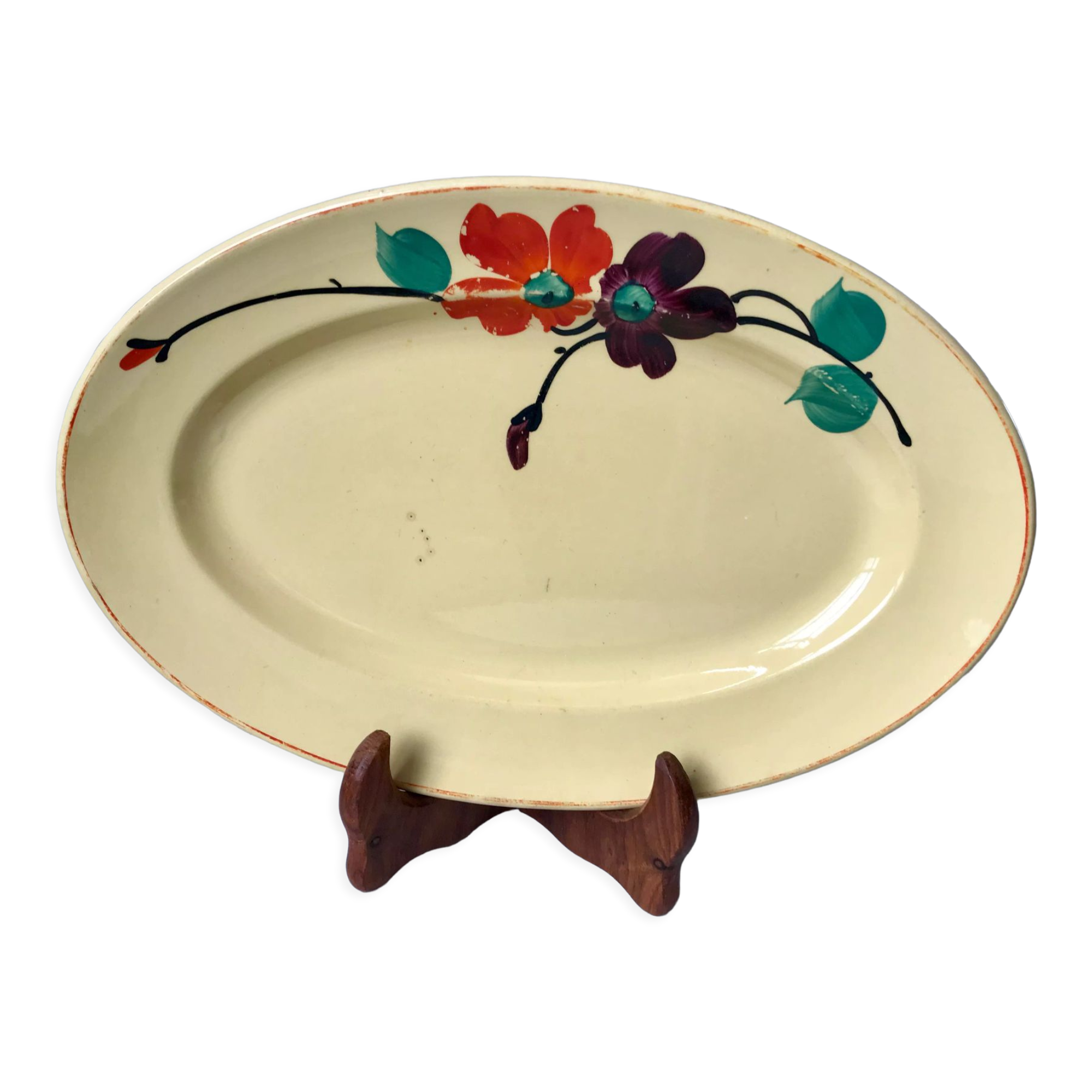 Oval flat digoin sarreguemines model "ginette" years 30-40