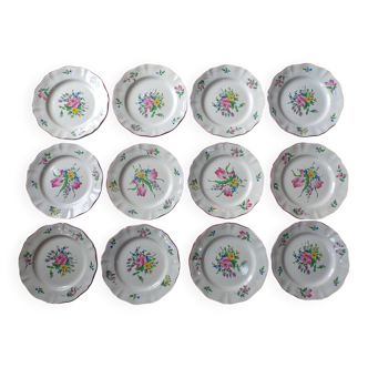 12 assiettes plates Lunéville Kg décor réverbère