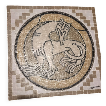 • Large marble art mosaic, Romanesque inspiration - 50 cm