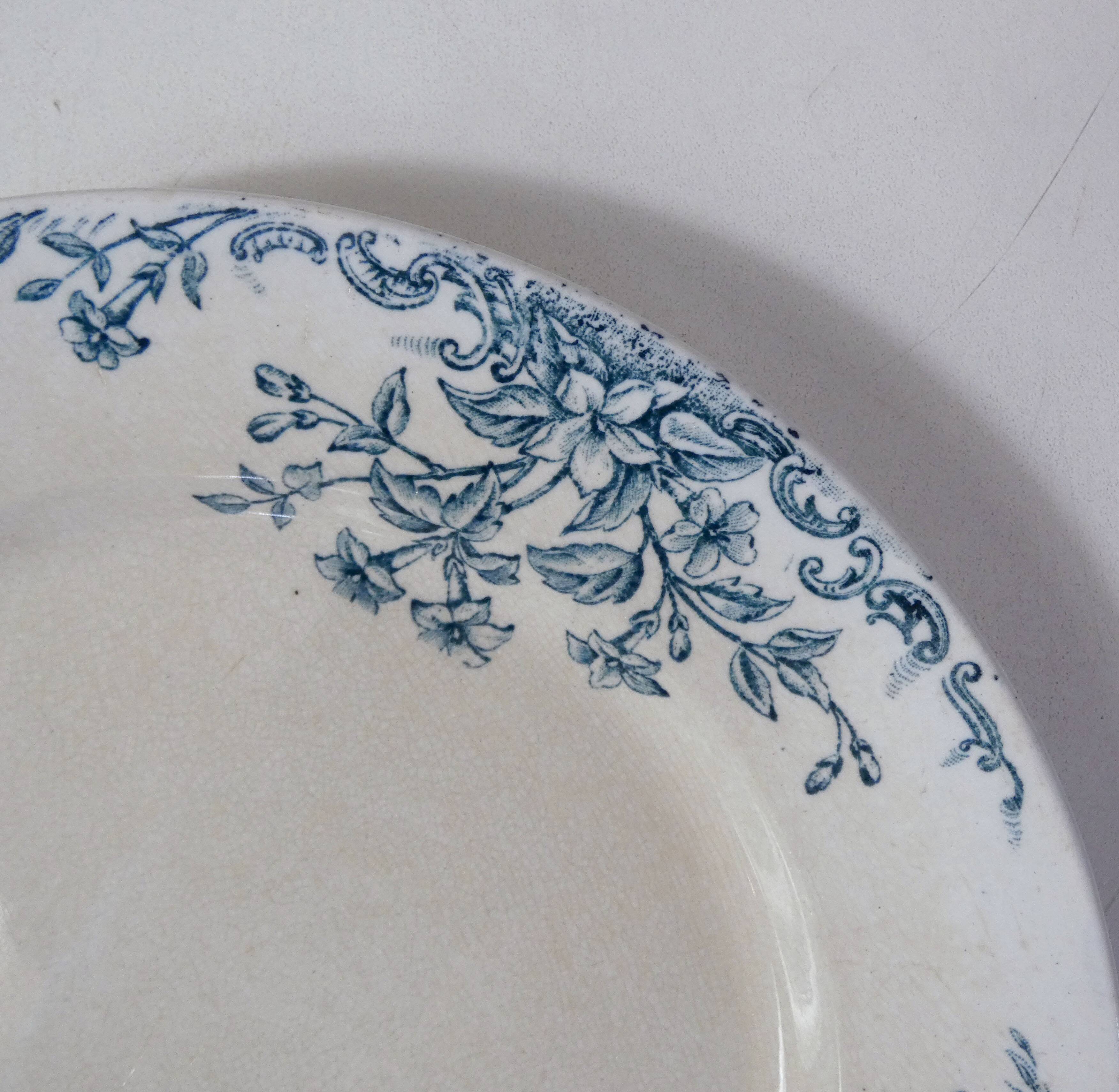 Terre de fer 4 assiettes plates fleurs althaea