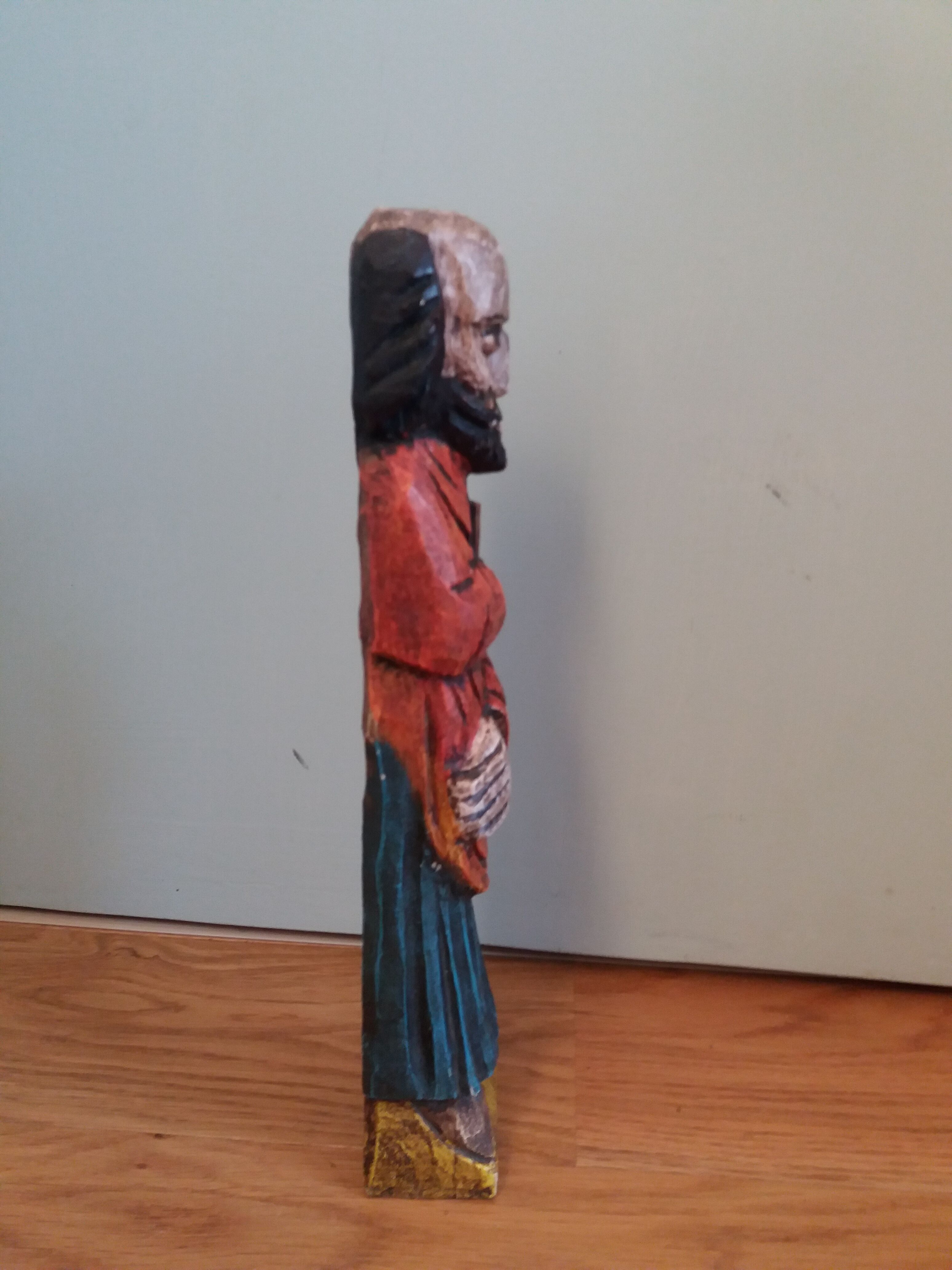 Religious statuette in painted wood