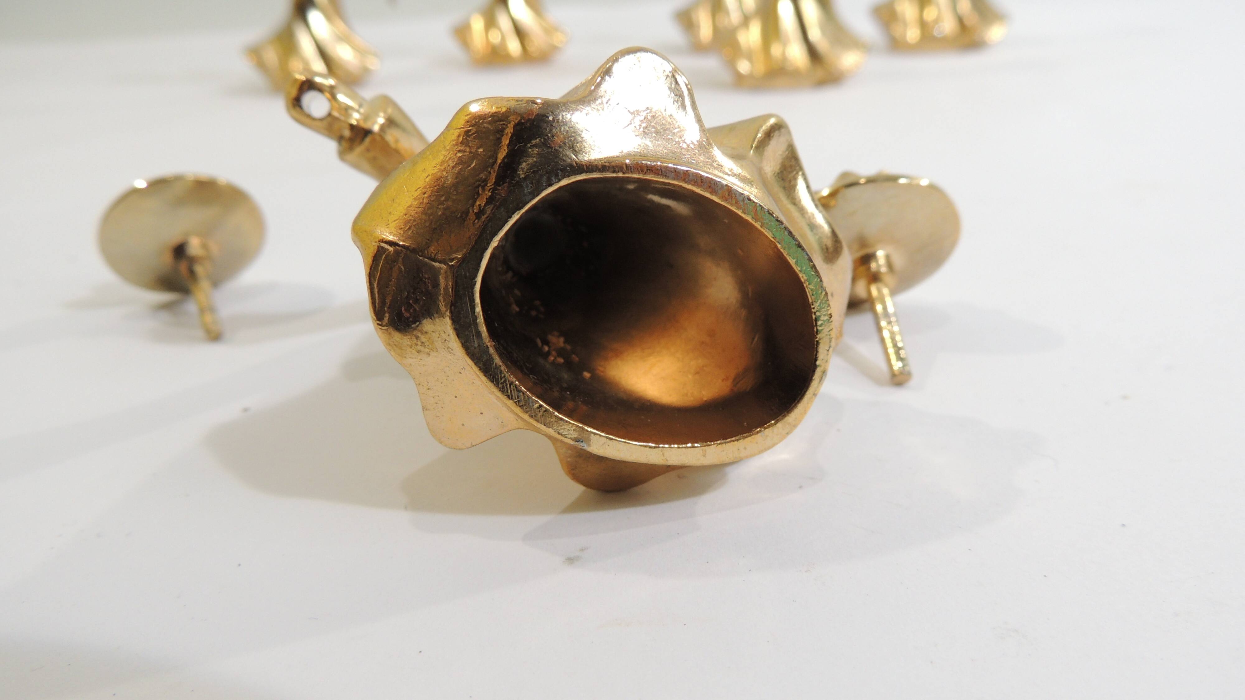 Set of 6 vintage 1970s brass figurine candle holders – Golden cherubs