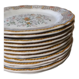 12 assiettes Plates  Service gien Rouen Saintfoin certifié