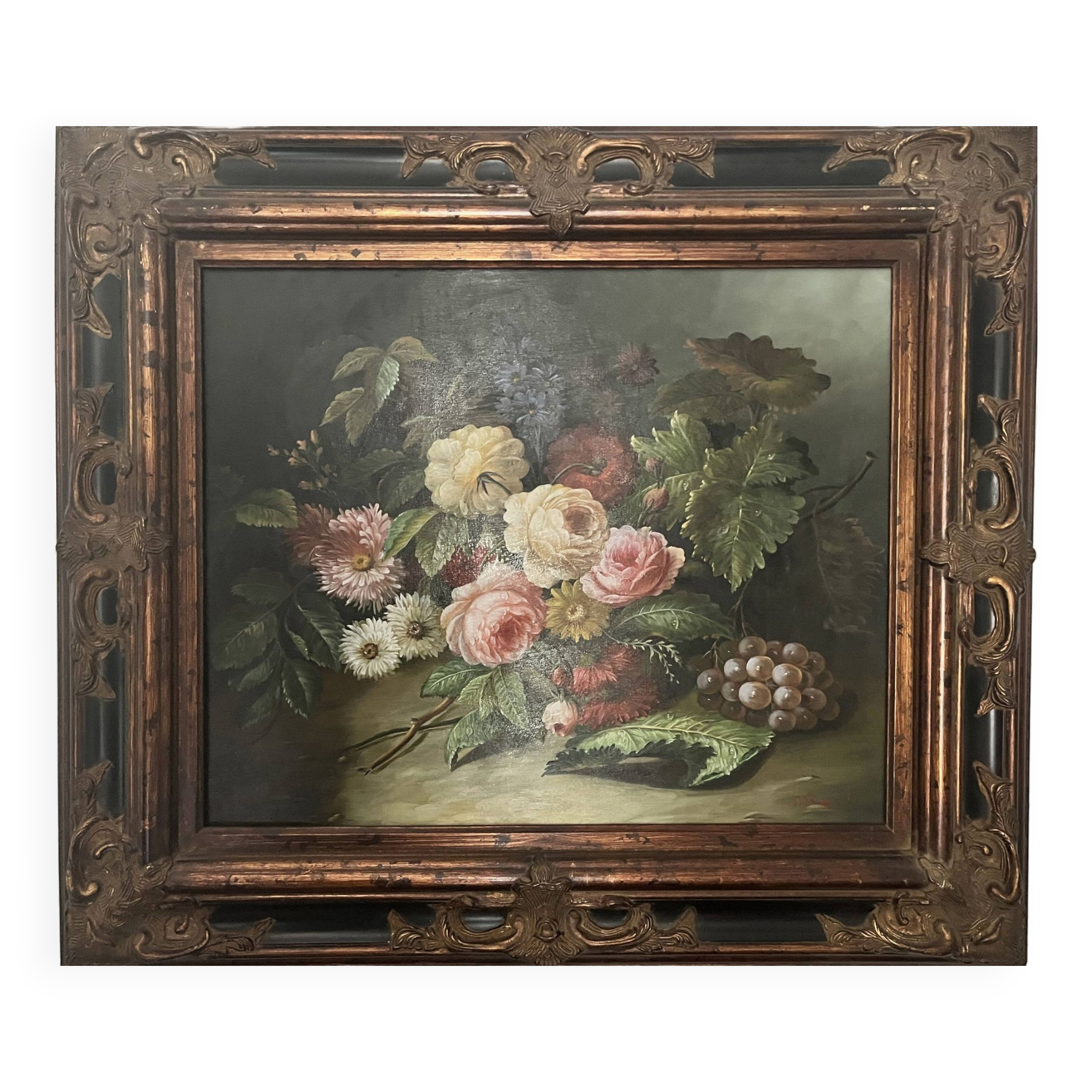 Reynols, ecole française nature morte aux fleurs début xxème