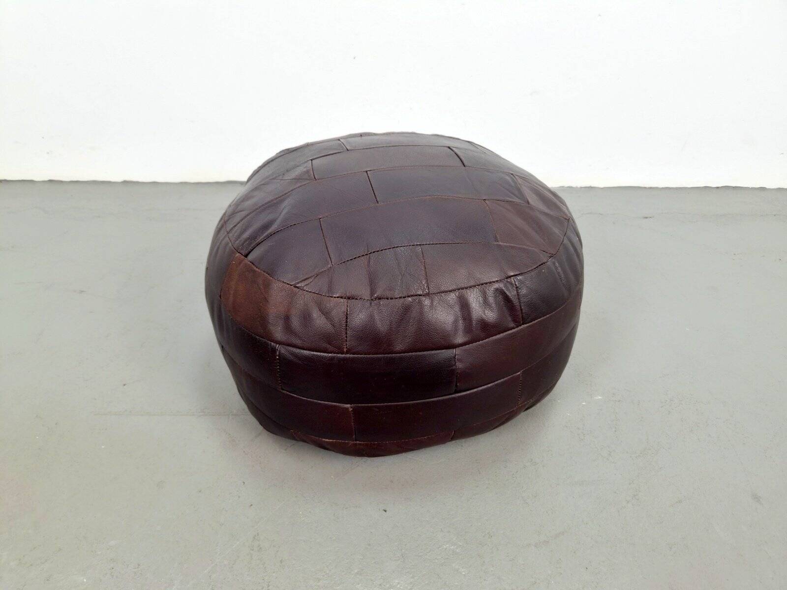 Vintage French Patchwork Leather Ottoman, 1960s