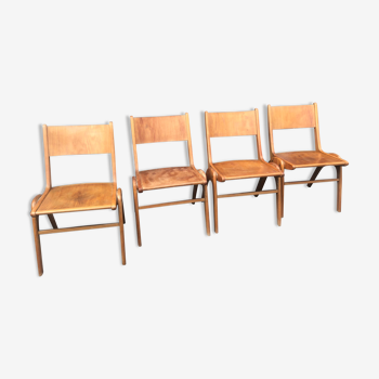 Chaises bois blond vintage années 60