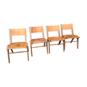 chaises bois blond vintage