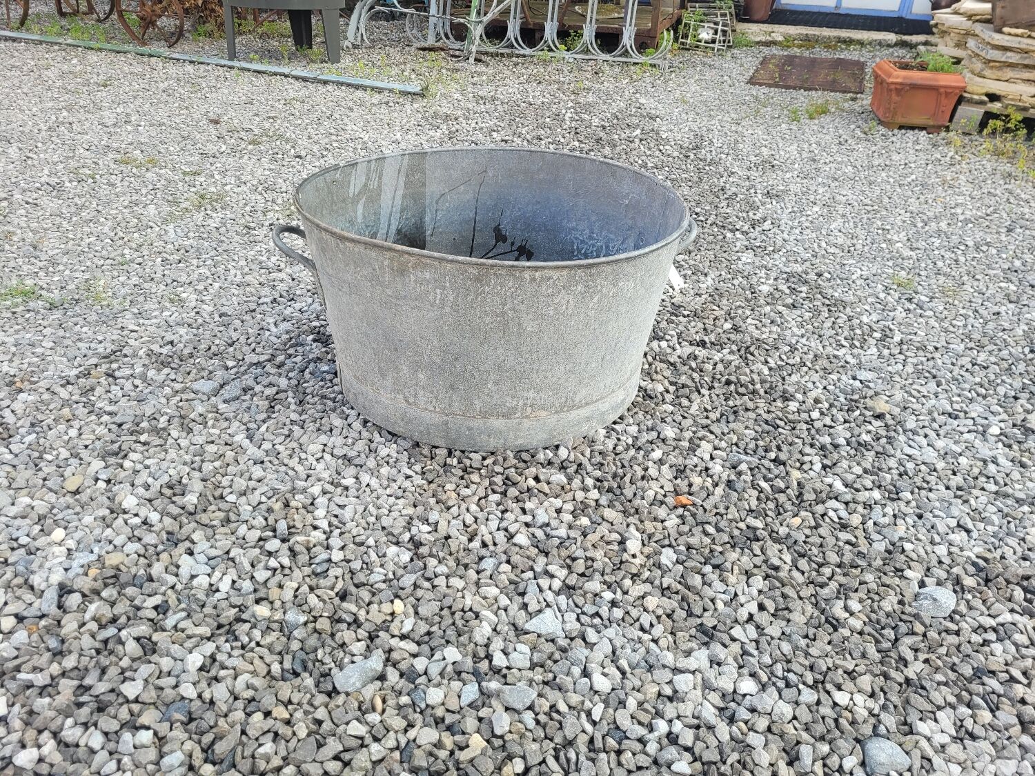 Old zinc basin, 55cms in diameter