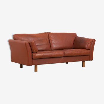 Brown aniline leather sofa, 1970/80s