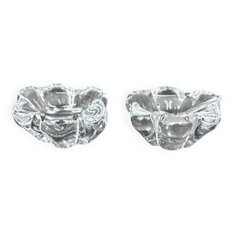 Pair of crystal salt cellars by Daum France