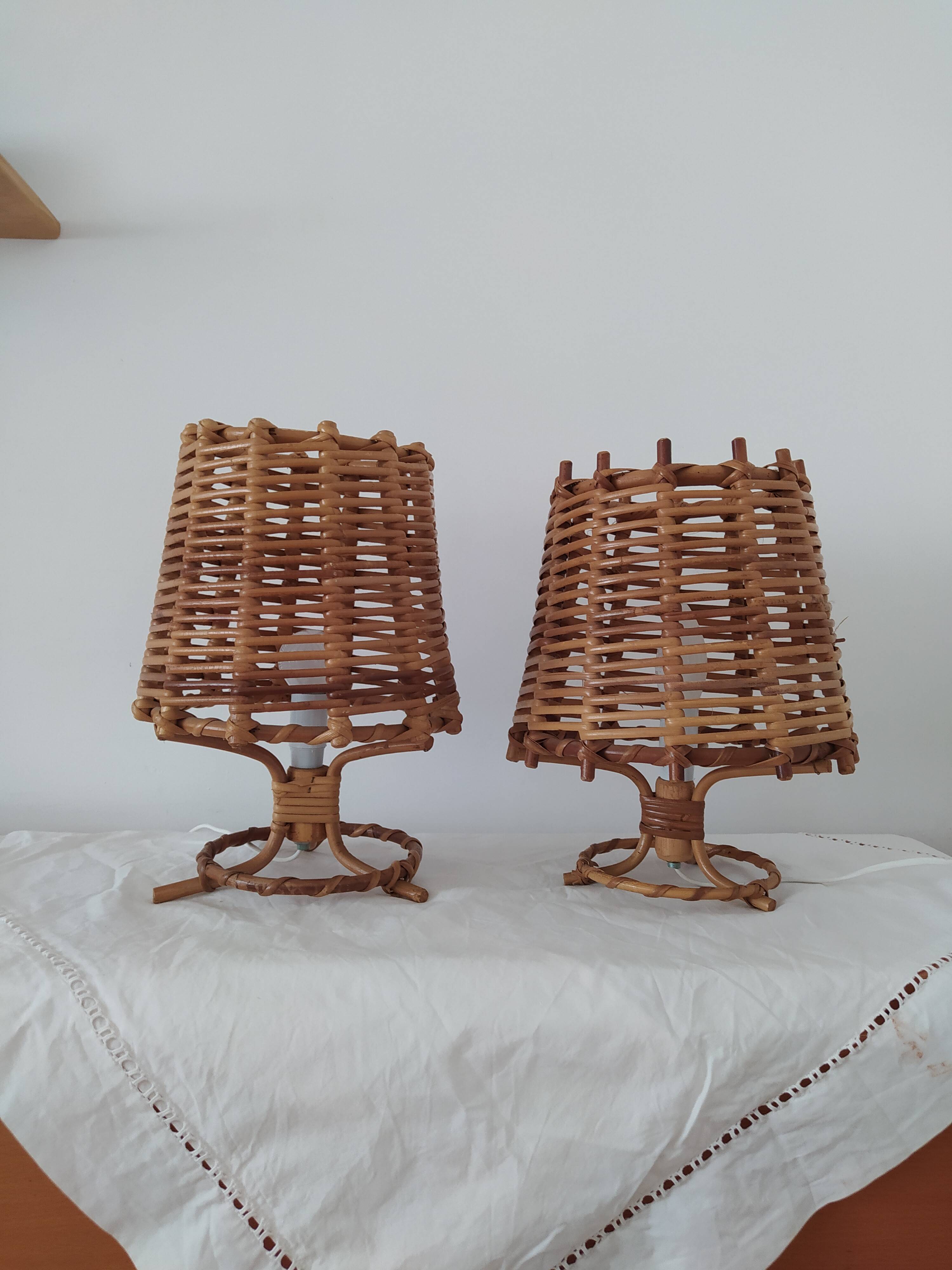 Pair of bamboo lamps