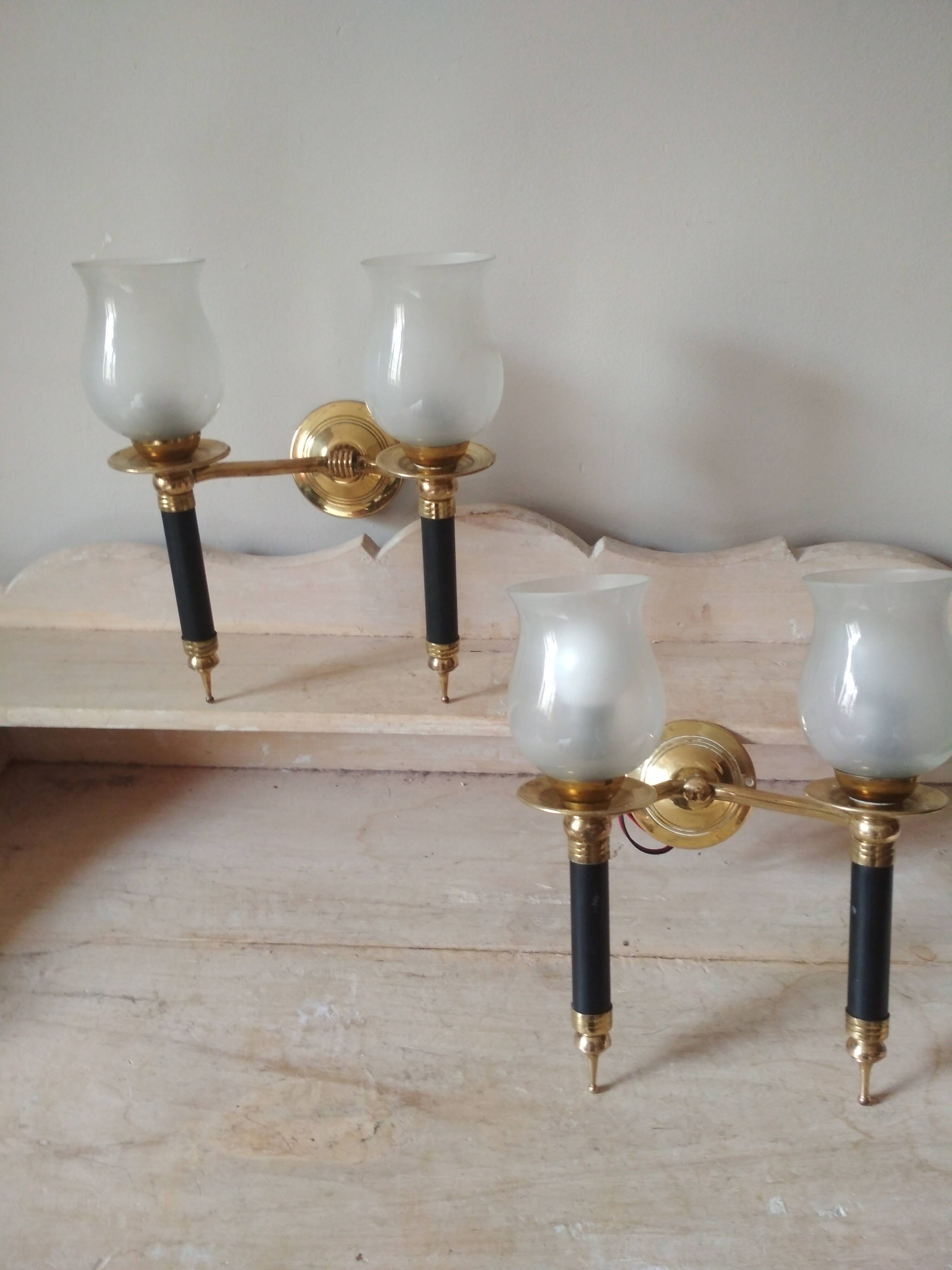 Pair of vintage 50s wall lights, 2 sconces