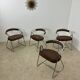 Set of 4 chrome tubular chairs Italian design from the 70s vintage fabric and metal