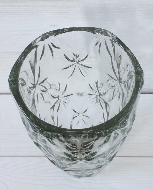 Glass vase patterned vintage flowers 40/50