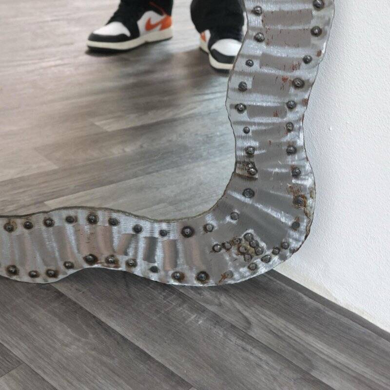 Brutalist Studded Metal Wall Mirror, 1960s