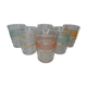 6 old granite glasses of vintage color 50s