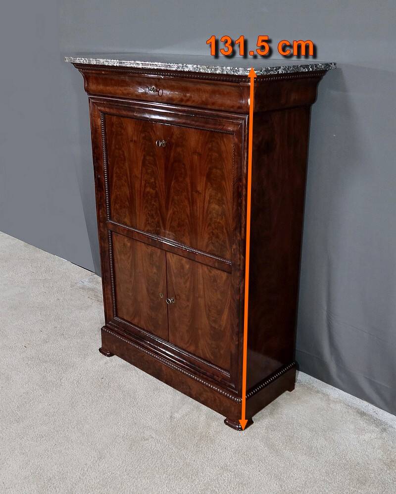 Small Secretary in Burl Mahogany Veneer, Restoration Period – Early 19th Century