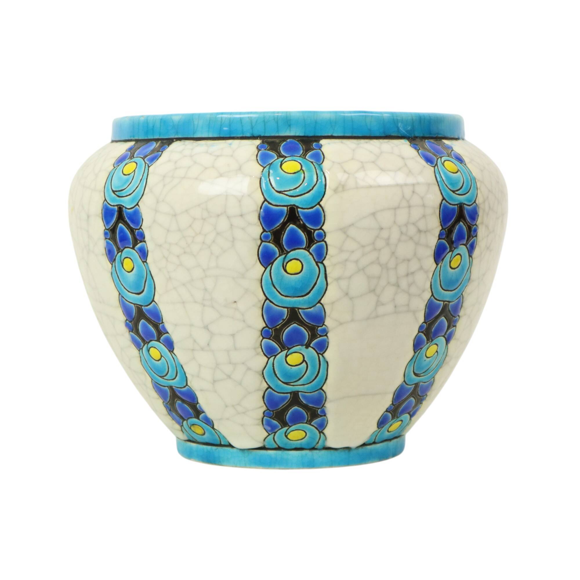 Vase Pot de Fleurs Polychrome Catteau Boch Keramis Art Déco ca. 1922