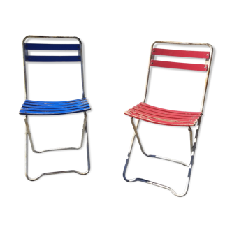 Pair of old folding chairs of garden, bistro, terrace - vintage