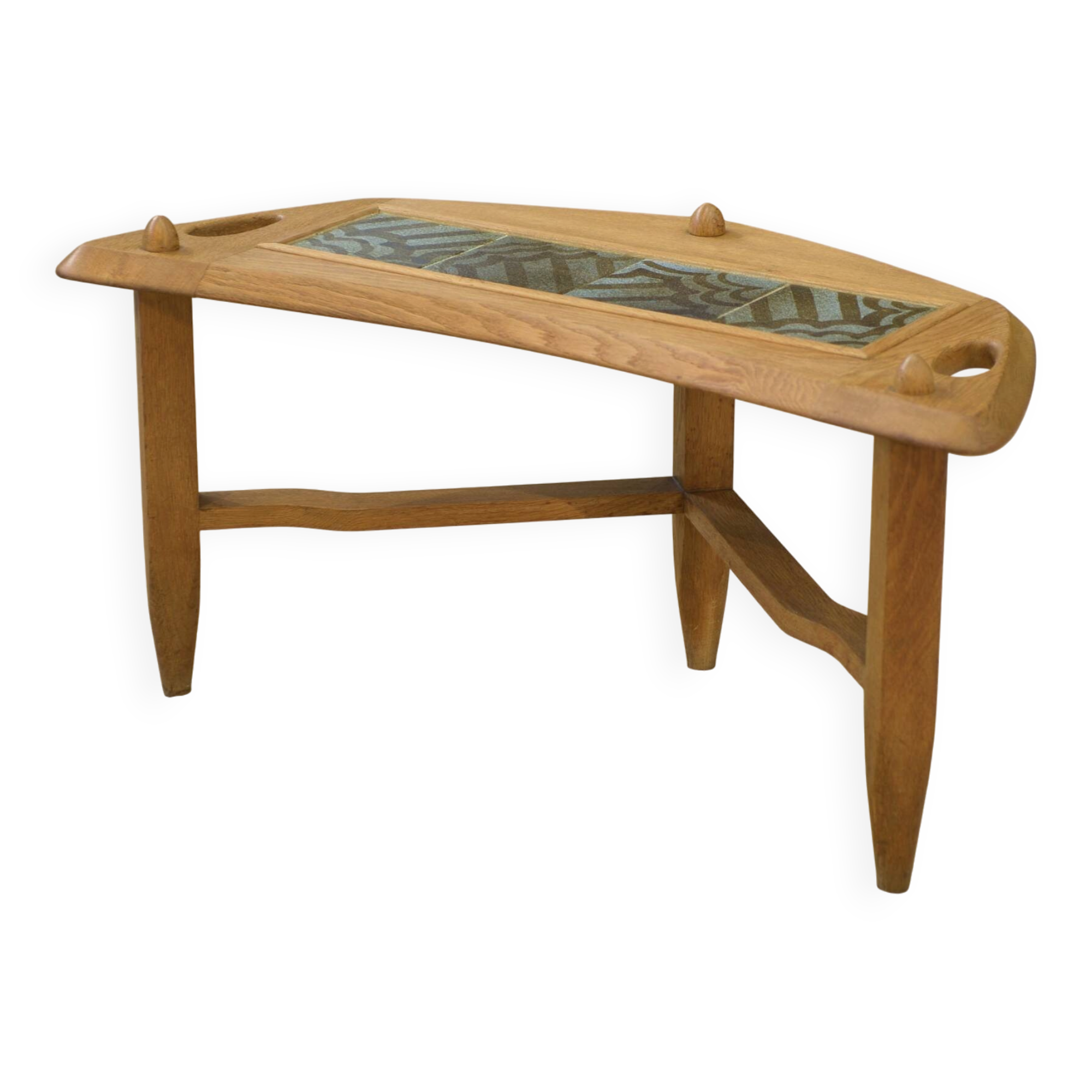 Oak and ceramic coffee table by Guillerme and Chambron for Votre Maison 1950s